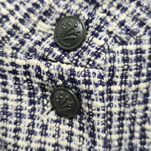 rag & bone Navy Cream Tweed Blazer Jacket | Textured Cotton Blend | Size 6 - Picture 10 of 11